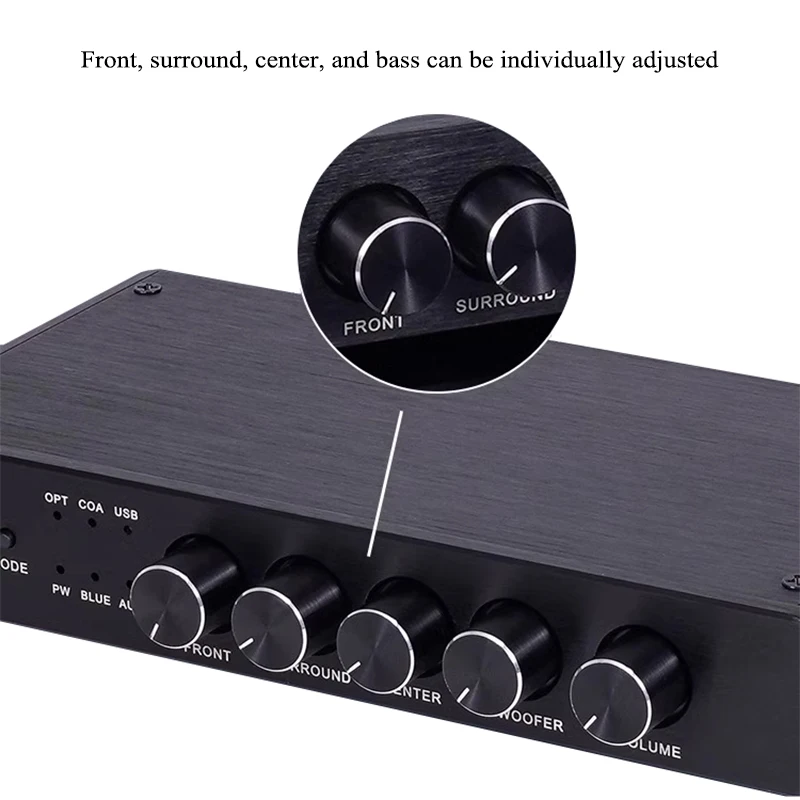 Hifi 5.1ch Audio Decoding Bluetooth Music Player AC3 OPT AUX COAX USB Home Decoder QS7785PF Preamplifier Effector