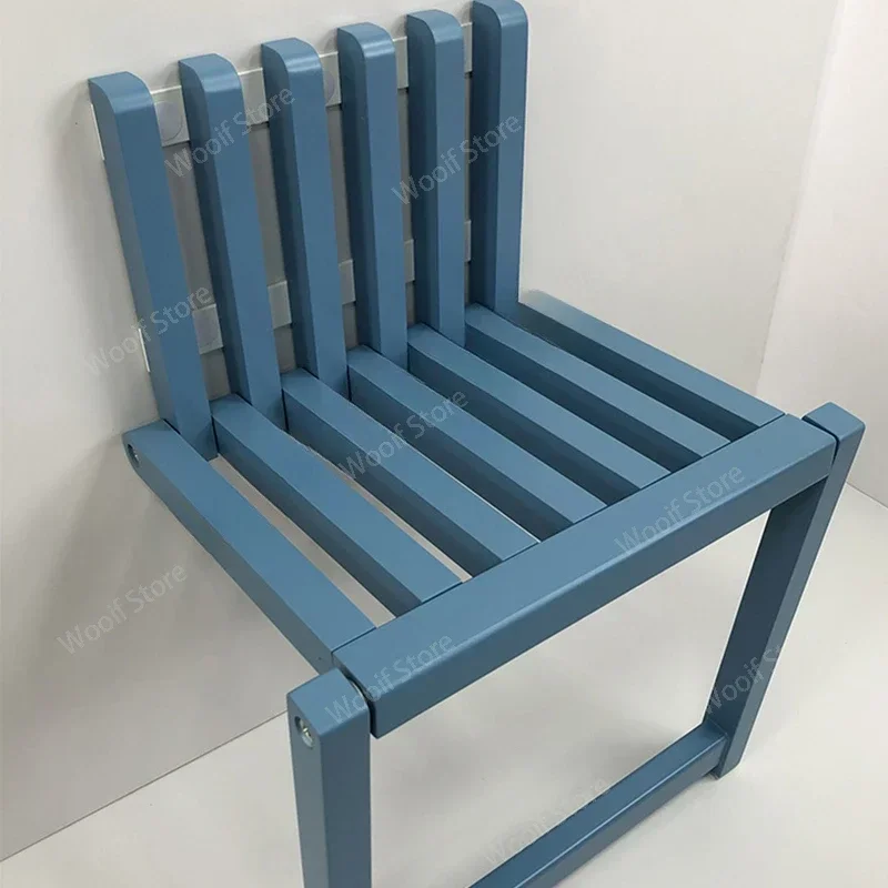 Wall-Mounted Folding Footstool Porch Chair Shoe Stool Chair Hidden Solid Wood Folding Bathroom Stool 4