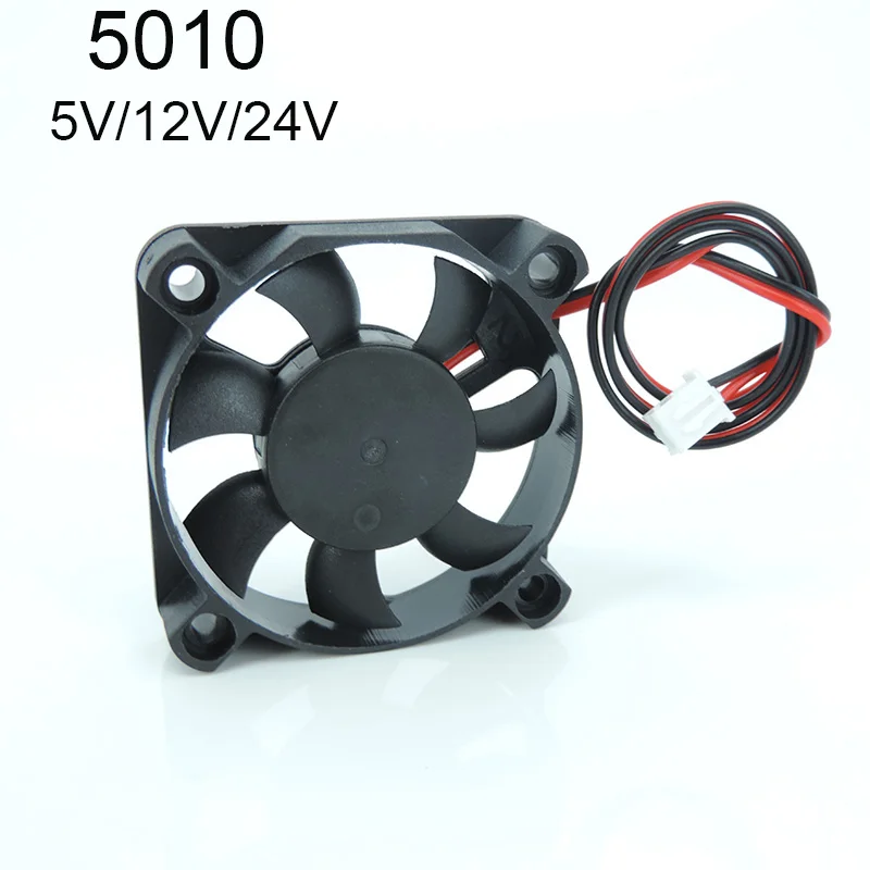 Кулер для процессора ПК 5010 5 В/12 В/24 В постоянного тока, мини-вентилятор охлаждения 50 мм, небольшой вытяжной вентилятор для 3D-принтера 2 pin 50x50x10 мм H2