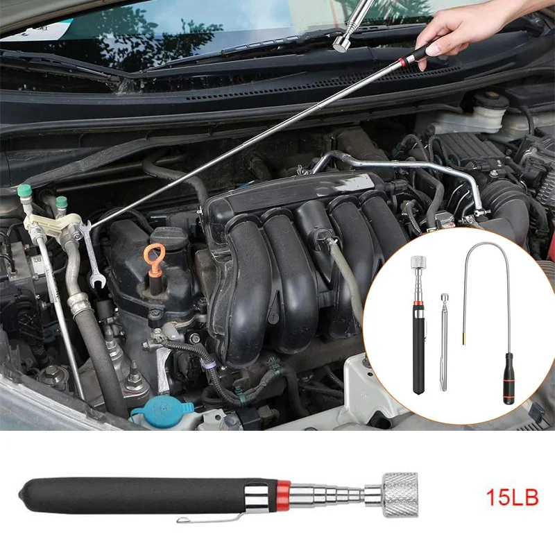 Flexible Magnetic Pickup Tool Extendable Magnetic Handheld Stick with Non-Slip Handle Retrieval Tools For Pick-up Screws Nuts