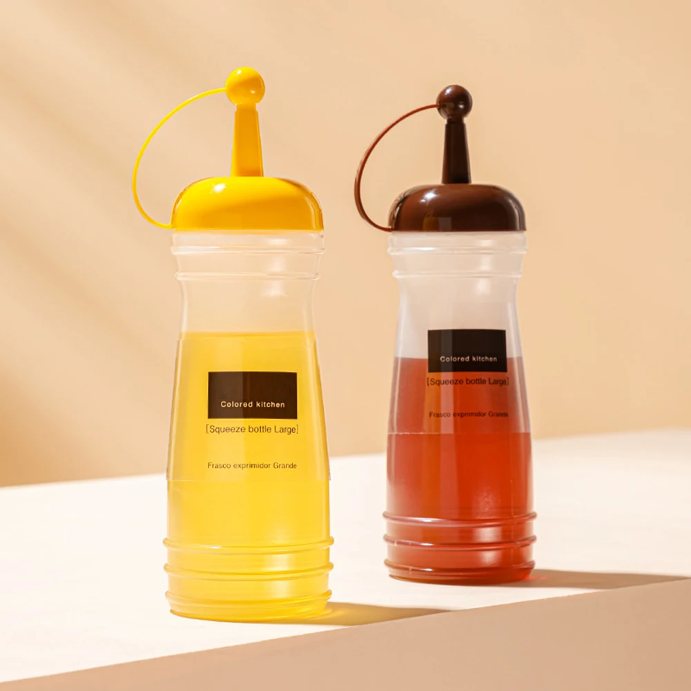 Sauce Bottle With Dustproof Caps PP Squeeze Bottle Olive Oil Ketchup Dispenser