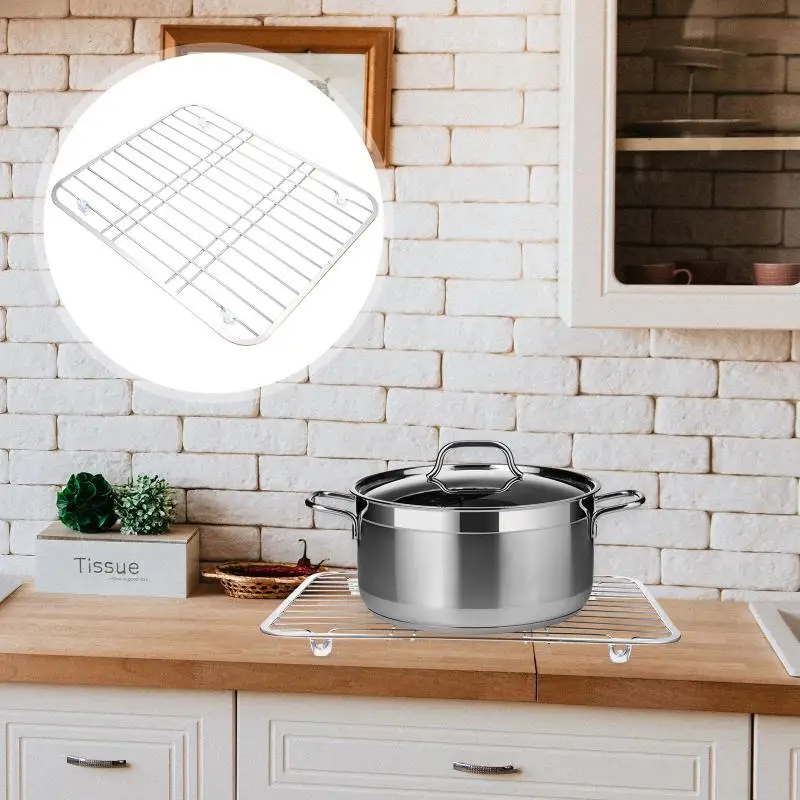 Description Picture 3 of itemRack Kitchen Drain Sink Storage Drying Dish Cooling Wire Drainer Steel Draining Plate Holder Grill Baking Grate Racks Basket