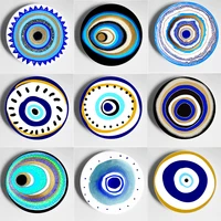 Turkey Blue Evil Eye Painting Wall Haning Plate Handmade Decorative Plate Bohemian Art Plate Unique Home Bar Living Room Decorat 1