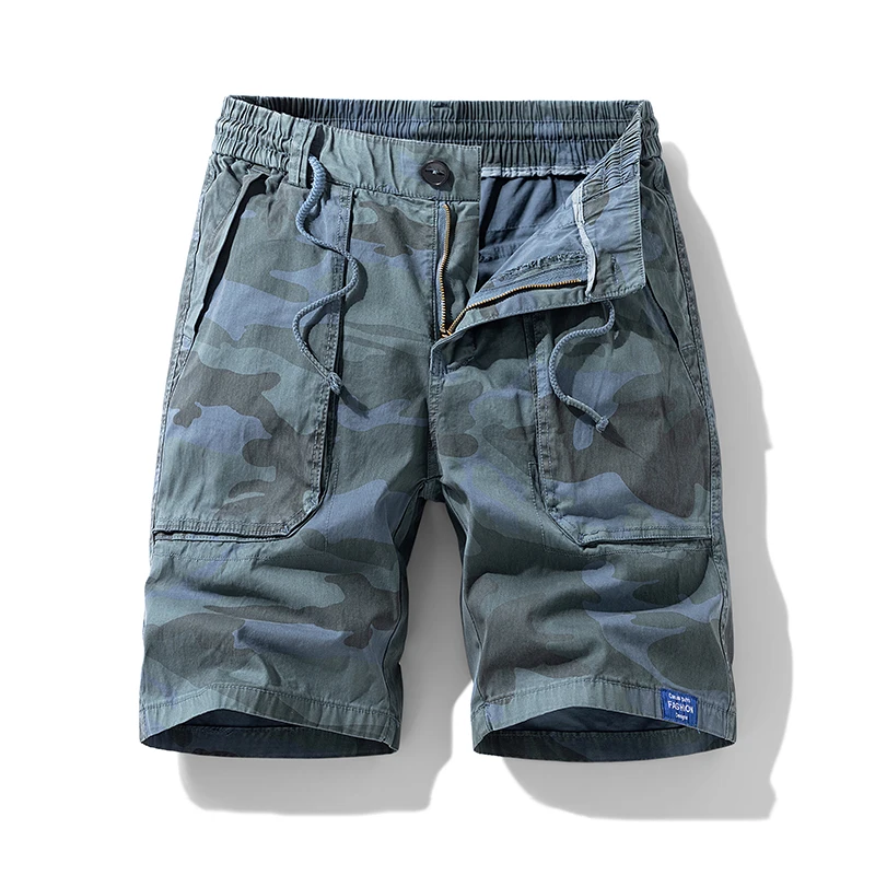 Summer Men Cotton Camouflage Cargo Shorts Man Bermuda Tactical Multi Pockets Short Pants Male Loose Jogger Outdoor Casual Shorts