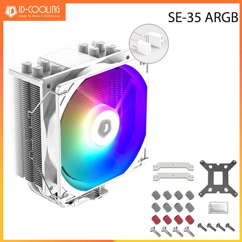 Id-Cooling Se-35 Argb 4 Heat Pipes Cpu Cooler Radiatore Cpu Processor Argb Air Cooler Per Lga1700/1200/115X Am4 Am5