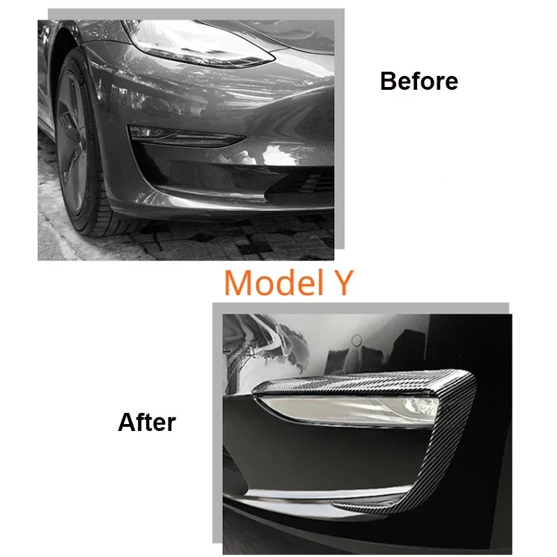Front Bumper Cover for Tesla Model 3 Y Eyebrow Wind Knife Fog Lamp Sticker ABS Spoiler Blade Trim Car Modification 2017-2023