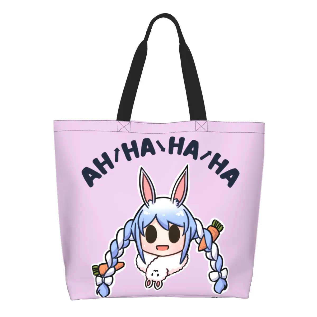 

Recycling Hololive Usada Pekora Chibi Shopping Bag Women Shoulder Canvas Tote Bag Washable Grocery Shopper Bags