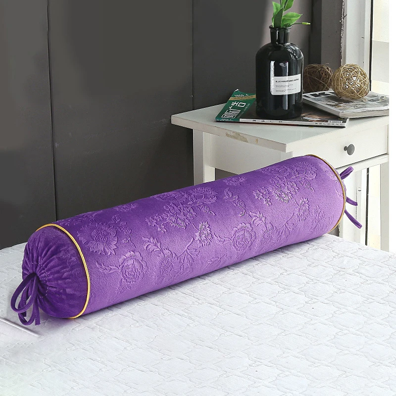 Purple Bolster Pillowcase Cover - 6 Inch Diameter X 15 Inch Long, 100% Cotton Removable Cover