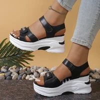 Nouvelles sandales compensées à plateforme pour femmes, chaussures d'été confortables, légères et décontractées à scratch pour la plage, Zapatos De Mujer 4