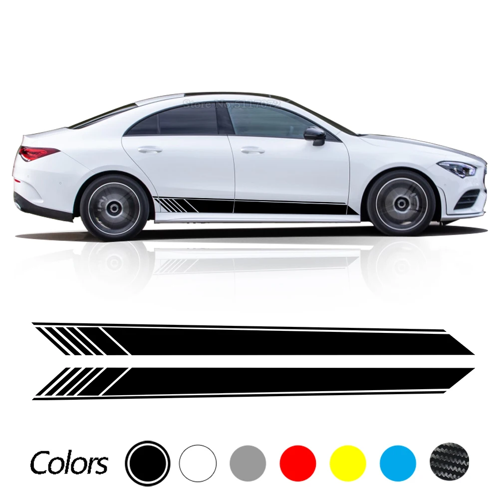 

Edition 1 Style Side Stripe Decal Stickers For Mercedes Benz Cla 45 W117 C117 X117 Amg- 5d Carbon Fibre Black White Silvergrey