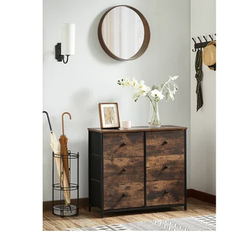 SONGMICS Chest of Drawers, 6 Fabric Drawers with Metal Frame, Storage Organiser Unit, Dresser, for Nursery, Bedroom