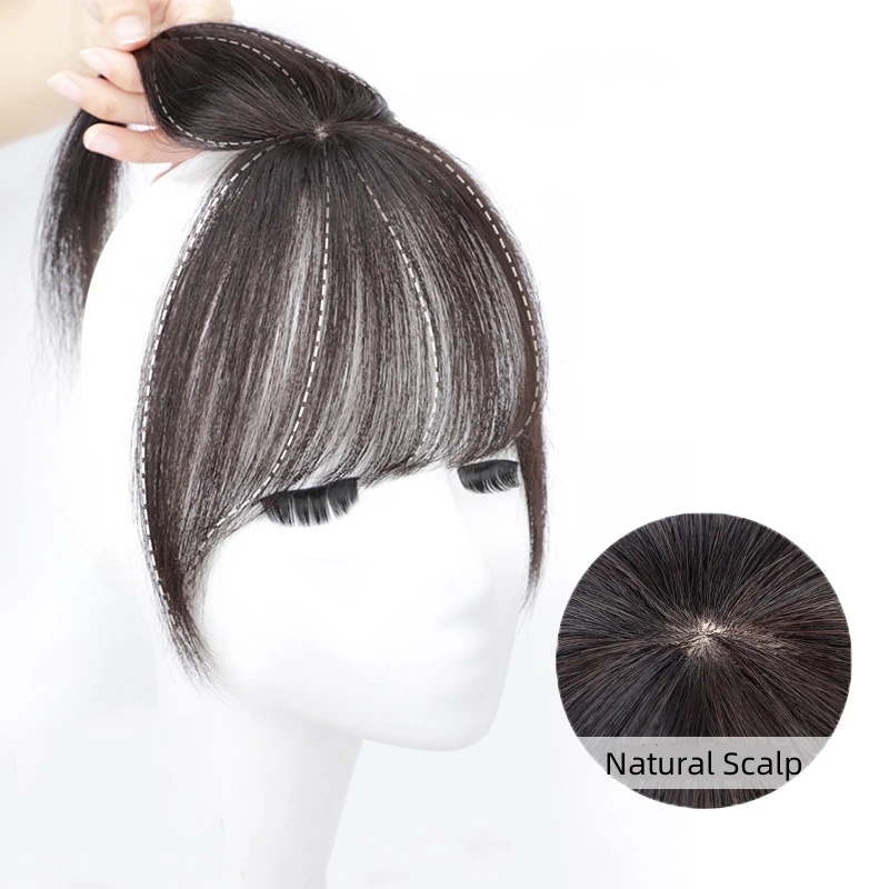 100% Human Hair 3D Air Bangs Fringe for Girl Women Straight Clip-in Hairpiece