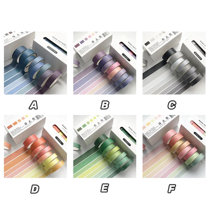 8Pcs/box Pure Color Basic Style Decoration Washi Masking Tape Creative Scrapbooking Stationary School Supplies 2