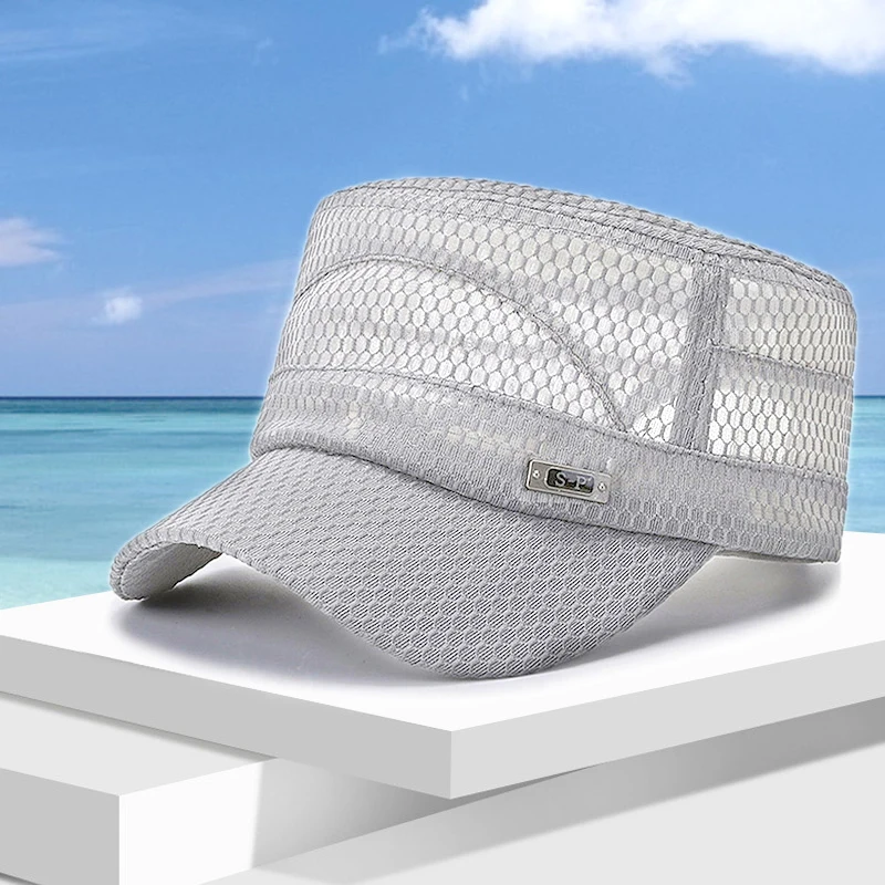 Flat Hats Men Women's Summer Flat Top Baseball Caps Male Outdoor Sun Cap Breathable Mesh Hat Casquette Adjustable sports sun hats