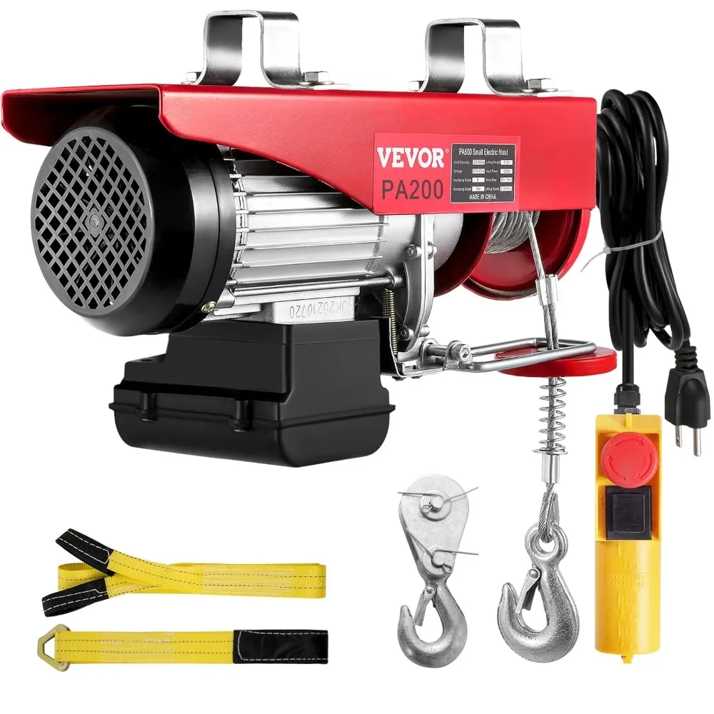 

Electric Hoist 440LBS Electric Winch, Steel Electric Lift 110V with Remote Control & Single/Double Slings