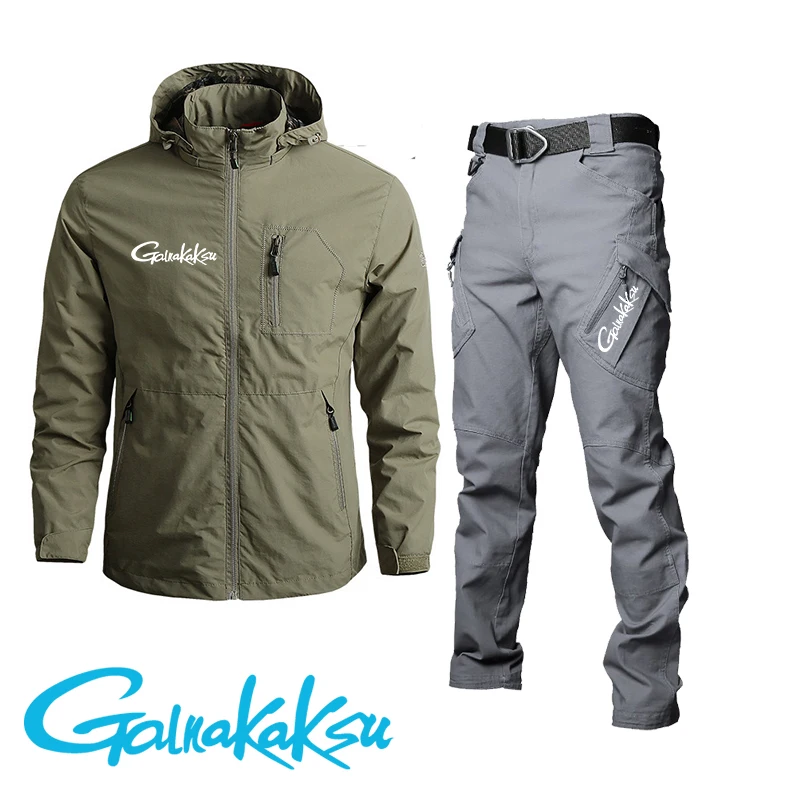 

Jackets Casual Outdoor Sports Hooded Jacket Pant Men's Fashion Brand Men's Clothing Jacket Summer Autumn Fishing Hiking Sets