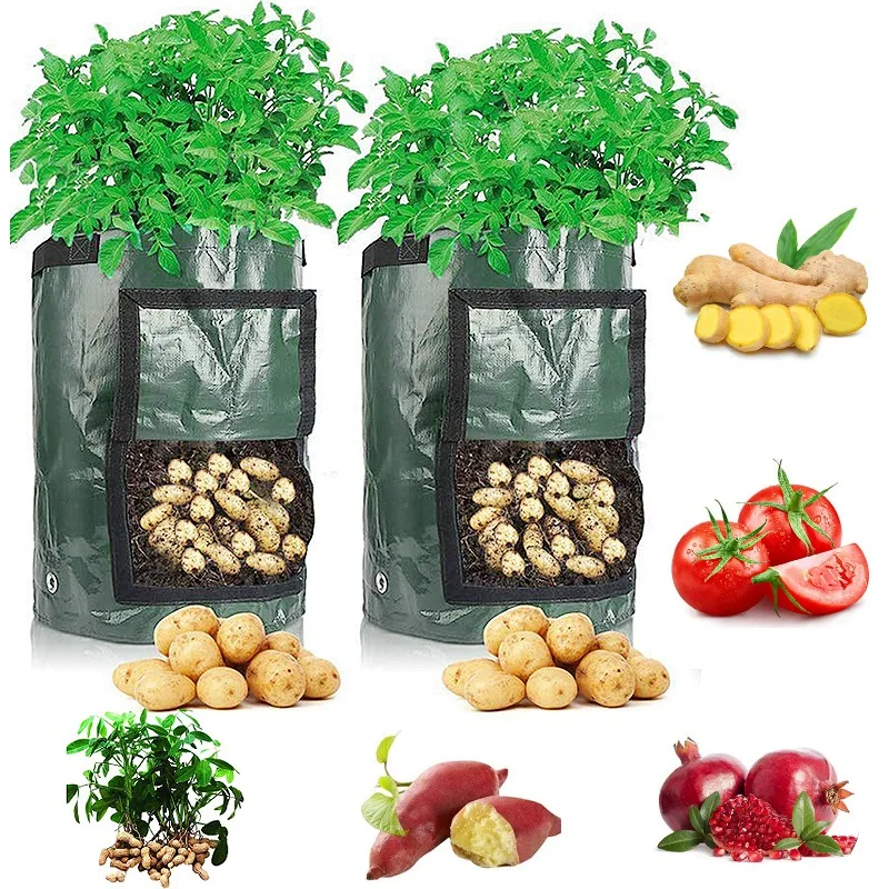 

Пакеты для выращивания растений, 3/5/710 галлонов, полиэтиленовые пакеты для выращивания овощей с ручкой, утолщенный пакет для выращивания картофеля, лука, уличные садовые горшки