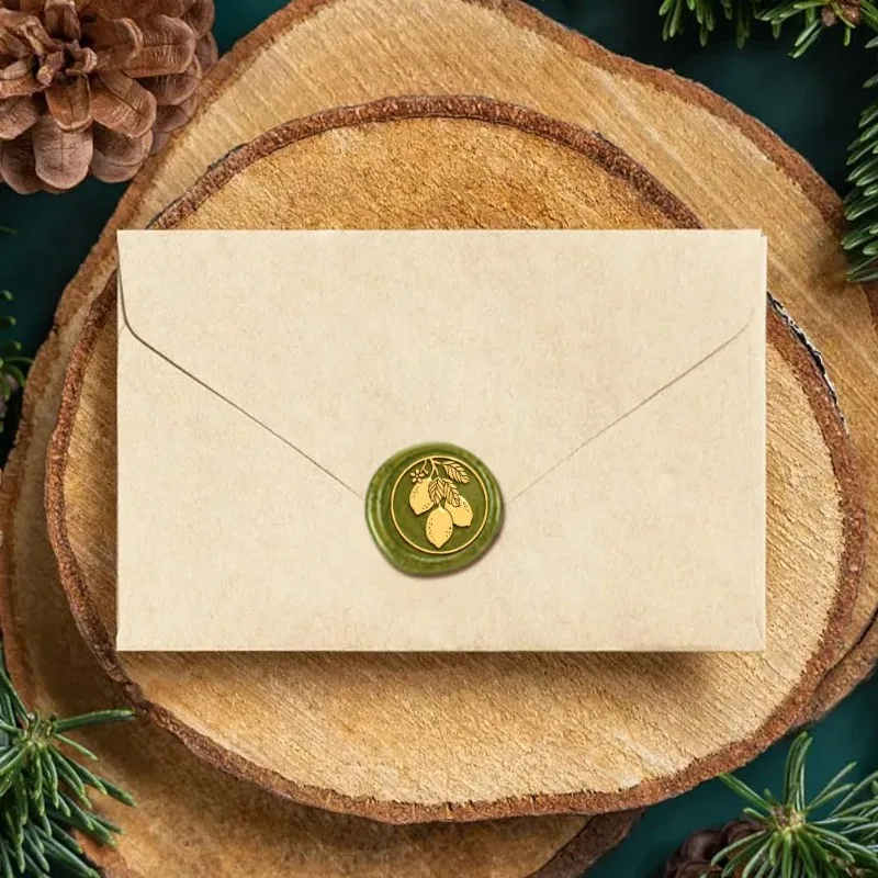 Mango Pattern Wax Seal Stamp - Brass Seal With Wooden Handle For Letters & Invitations