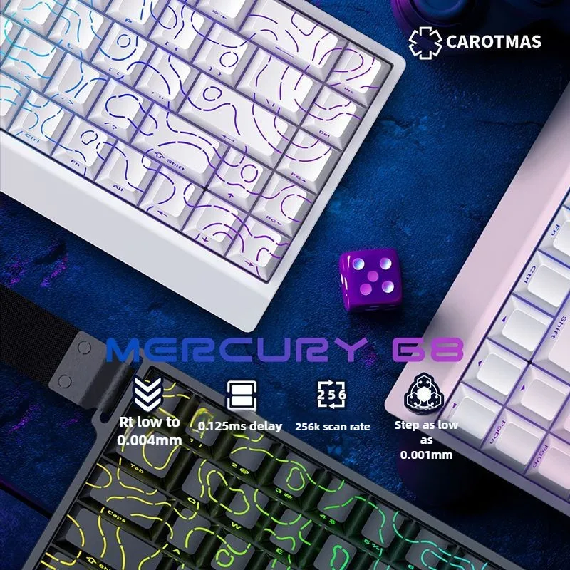 Mer68 Pro 마그네틱 스위치 키보드 유선 핫 스왑 가능 8000Hz 빠른 트리거 RT0.001mm RGB 게이머 용 낮은 대기 시간 게임용 키보드