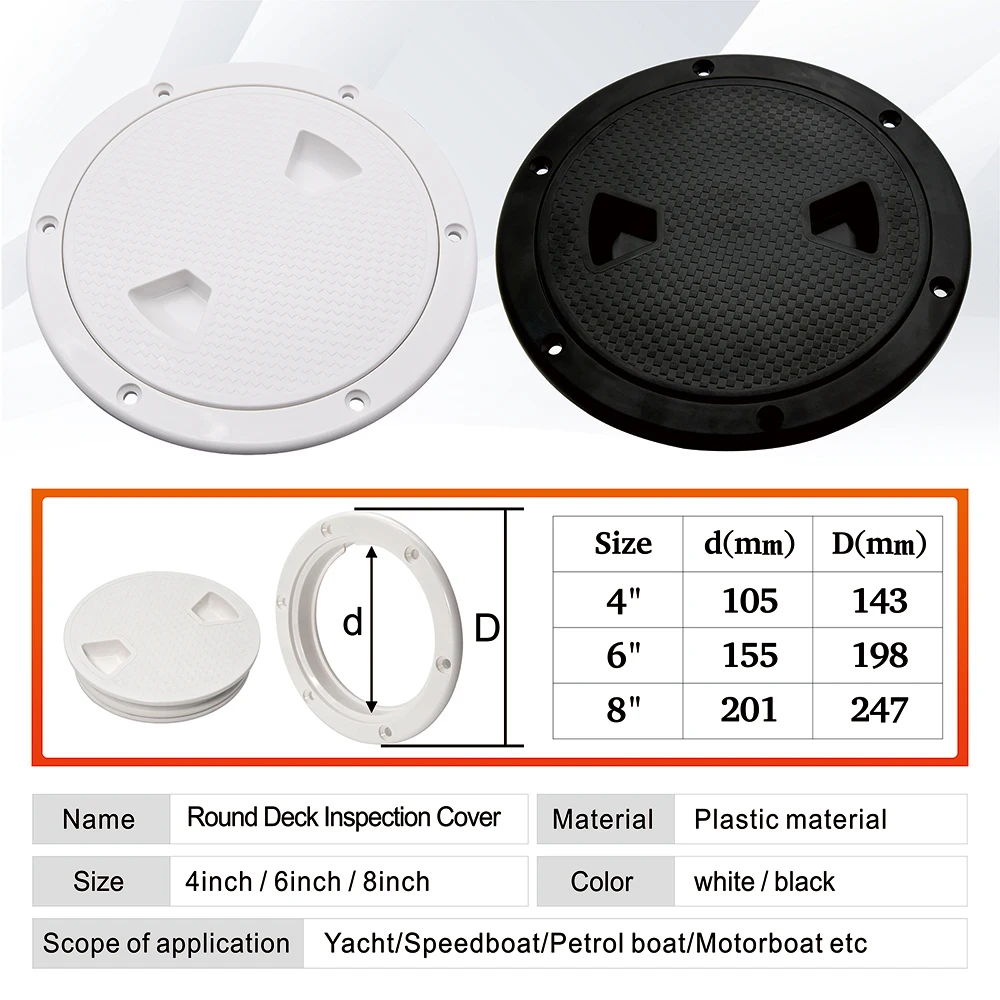 14 Foot Boat Cover 6” Marine Hatch Cover Plastic Boat Screw Out Deck ...