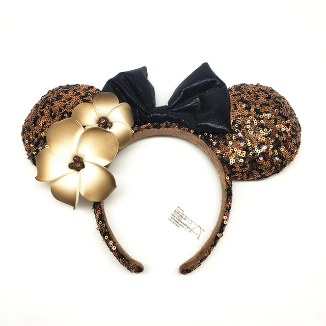 Parks Black Gold Plumeria Disneyland Aulani Hawaii Minnie Ears Headband