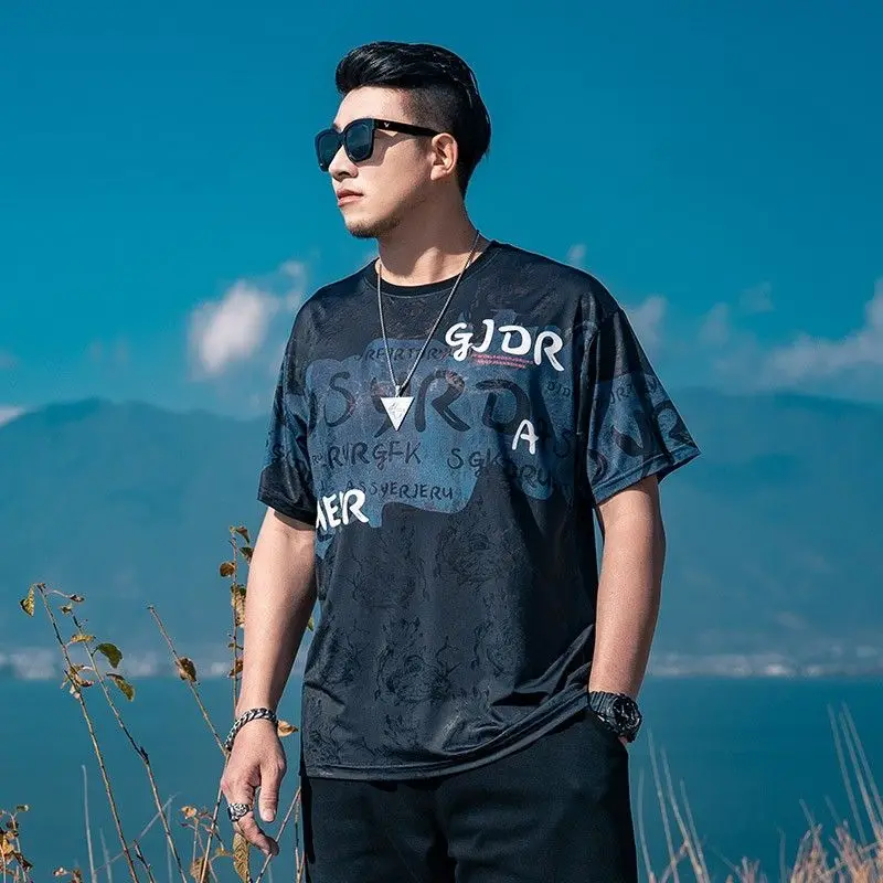 thumbnail image 1 of Camiseta de hombre Tops jaspeados Trashy Y2k Camisetas para hombre Camisetas Gráficas Seda helada Suave Gótica Grunge Acuarela Oversize Secado rápido Caliente, 1 of 4