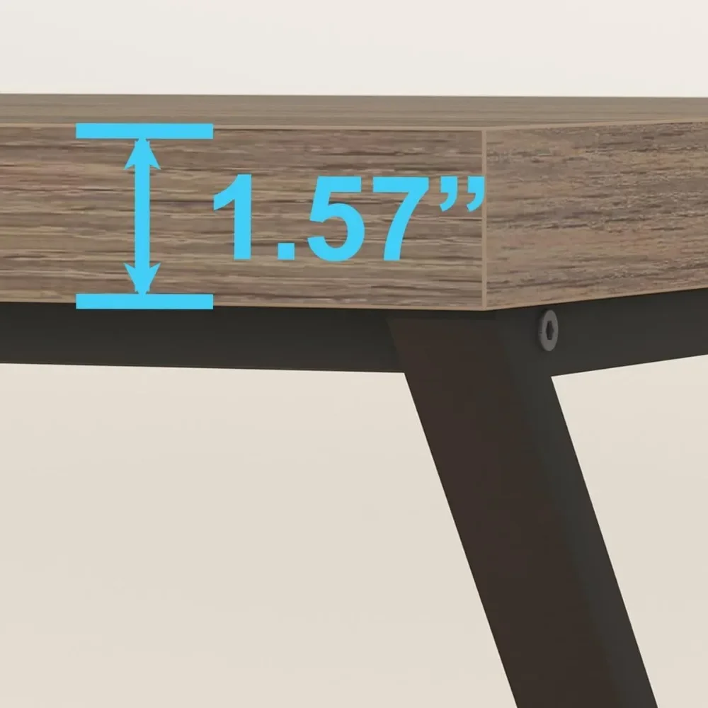 Farmhouse Work Study Writing Desk in Bedroom, Minimalist Wood Laptop Executive Workstation Computer PC Gaming Table,55 in