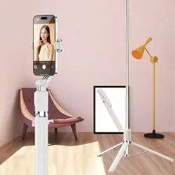 Extendable Wireless Selfie Stick Tripod with Foldable Stand (White)