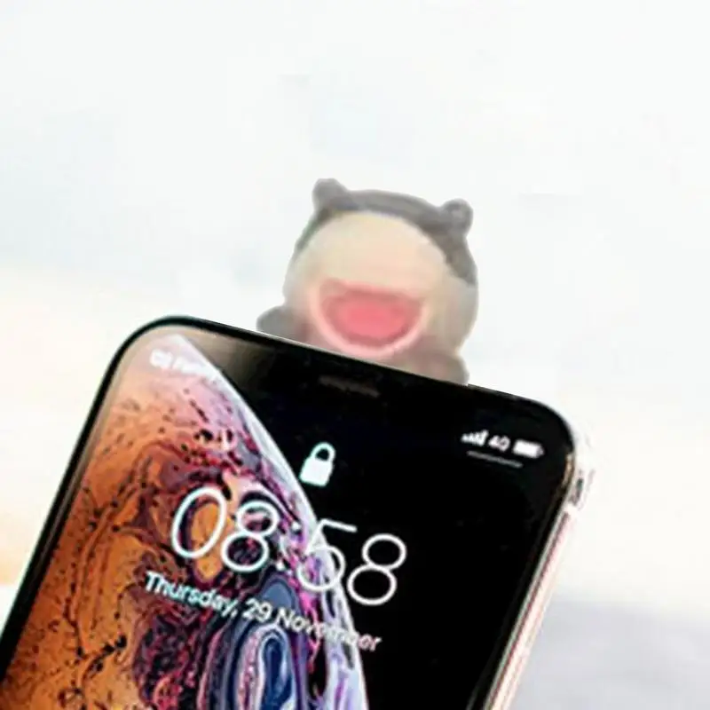 Cute Hippo Figurines MooDengBaby Hippo Sculpture Phone Computer Desktop Decoration Portable MooDengHippo Statue