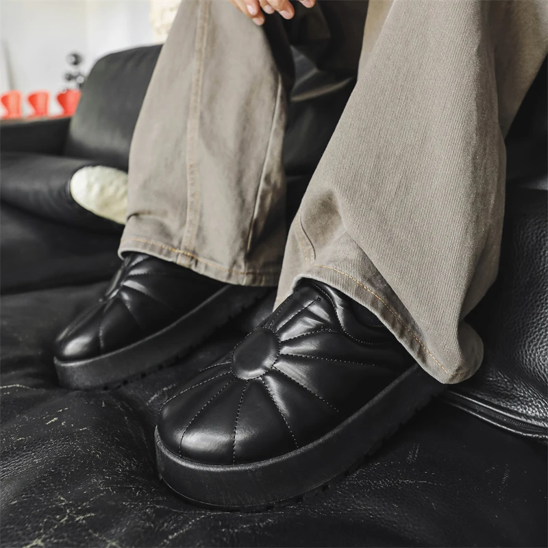 Winter Men's Classics Casual Slippers Fashion Height Increased Mens Waterproof Shoes High Quality Slip-on Outdoor Thick Bottom 4