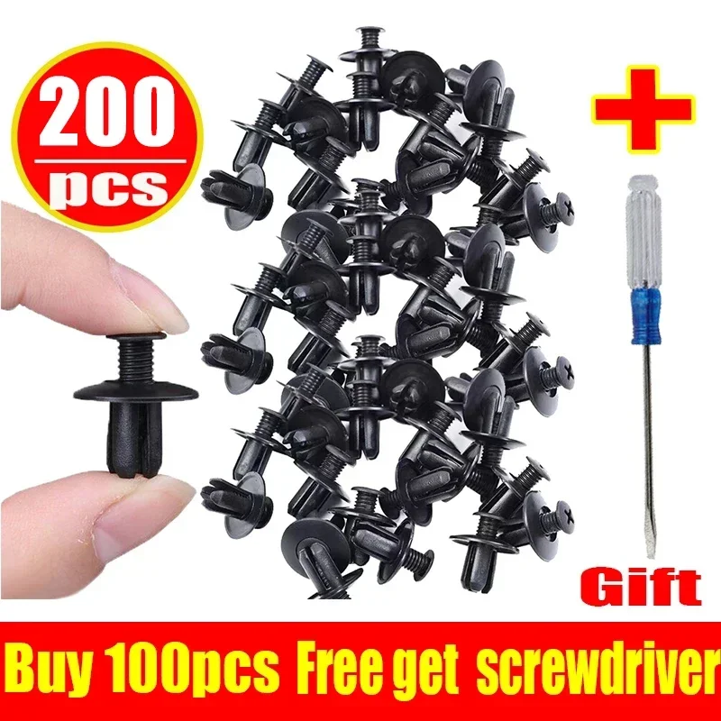 Fender Sluiting Klinknagel 100 Stuks Zwarte Auto Bumper Spatbord Klinknagels Plastic Push Clips Fasteners Plastic Klinknagel Portierbekleding Clips