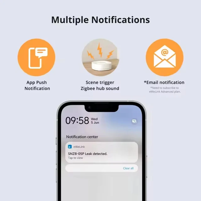 SONOFF SNZB 05P Zigbee3.0 Water Leak Alarm Detector IP67 Waterproof Remote Control EWelink App Smart Home with Alexa Google Home 5