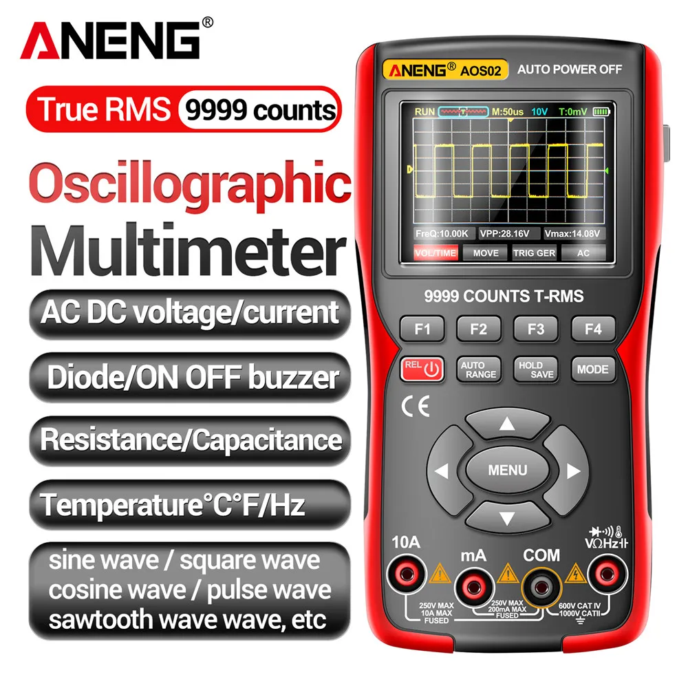 ANENG AOS02 Oscilloscope Professional Multimeter 9999 Counts Digital 48M/S 10MHZ PC Waveform Data Storage True RMS Tranistor digital multimeter,digital oscilloscope,transistor tester,digital tester