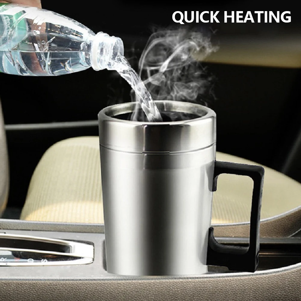 Electric Heating Car Kettle 12V/24V Camping Travel Water Coffee Milk Thermal Mug 300ML Stainless Steel Insulated Drink Cup - Image 2