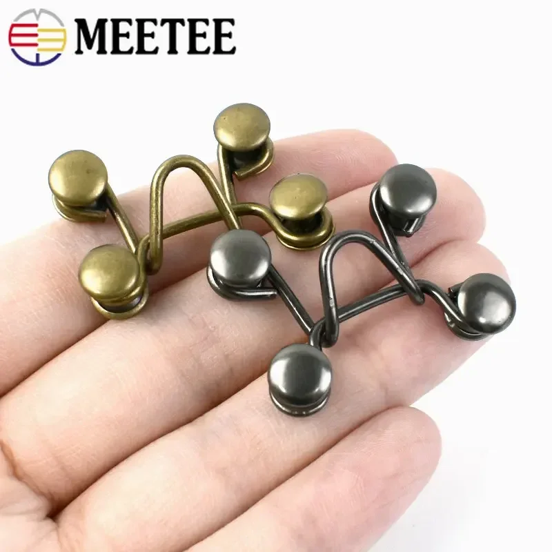 27X28/32X28mm Metal Garment Hooks Jeans Pants Adjust Belt Buckle Removable Rivet Button DIY Invisible Crochet Hook 10Sets
