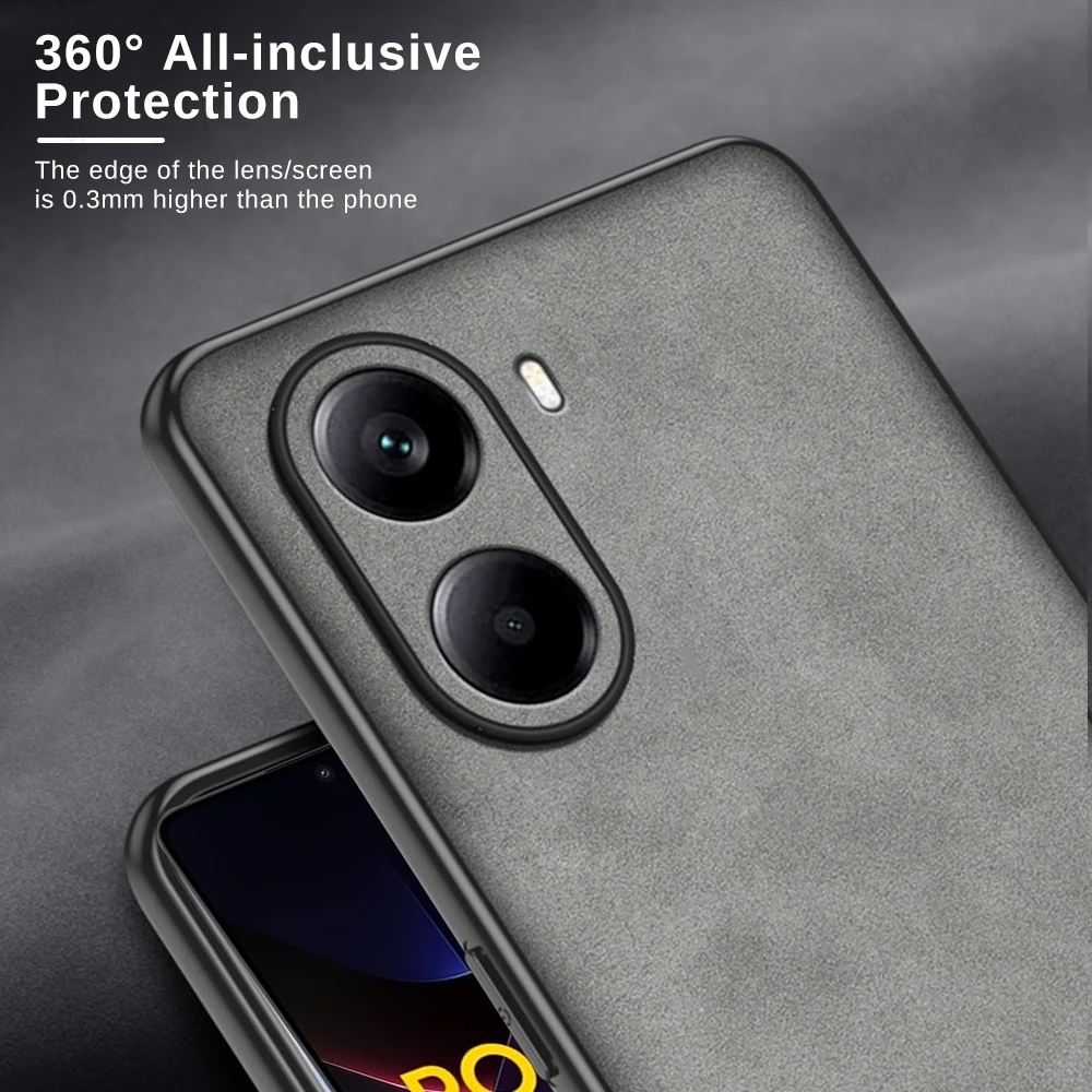 Sheepskin Leather Back Cover with TPU Soft Frame - Protective Case