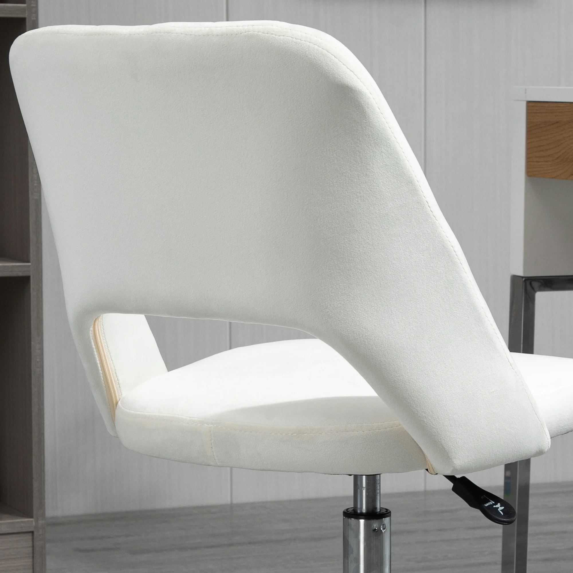 Ergonomic Velvet Armless Computer Swivel Upholstered Chair W/ Open Back White 5
