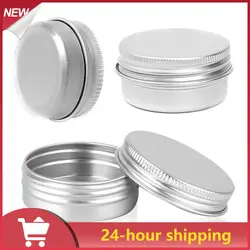 Portable Silver Round Aluminum Tin Cans Cosmetic Cream Container Sample Jar Screw Thread Lid Pot Makeup Hair Wax Case Refillable
