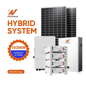 Wingosolar 10Kw 15Kw 20KW Solar Panel Complete Kit With Deye Hybrid Inverters And Battery Solar Energy System Or Home