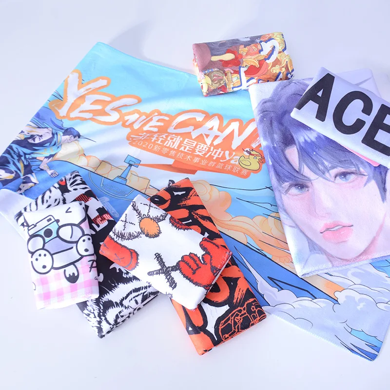 Customized printed sports towels for promotional activities, fitness marathons, running events, and sports towels