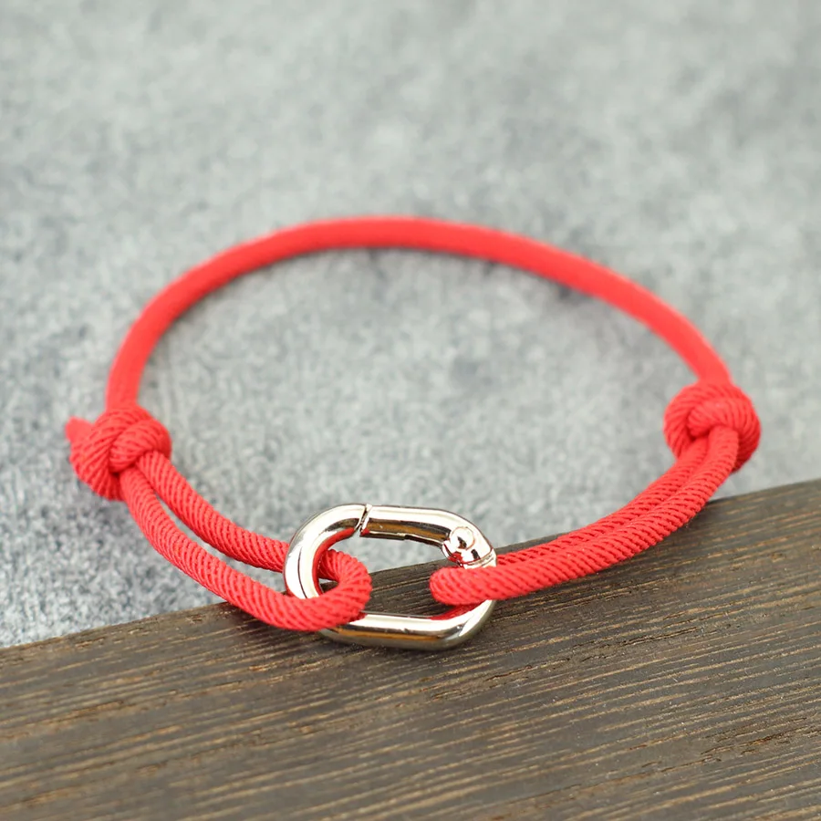 Minimalistisches Milan-Seil-Armband für Männer und Frauen, verstellbar, silberfarben, abnehmbare Schnalle, Glücksbringer, roter Faden, Paar, Freizeit-Joias – Detail 10