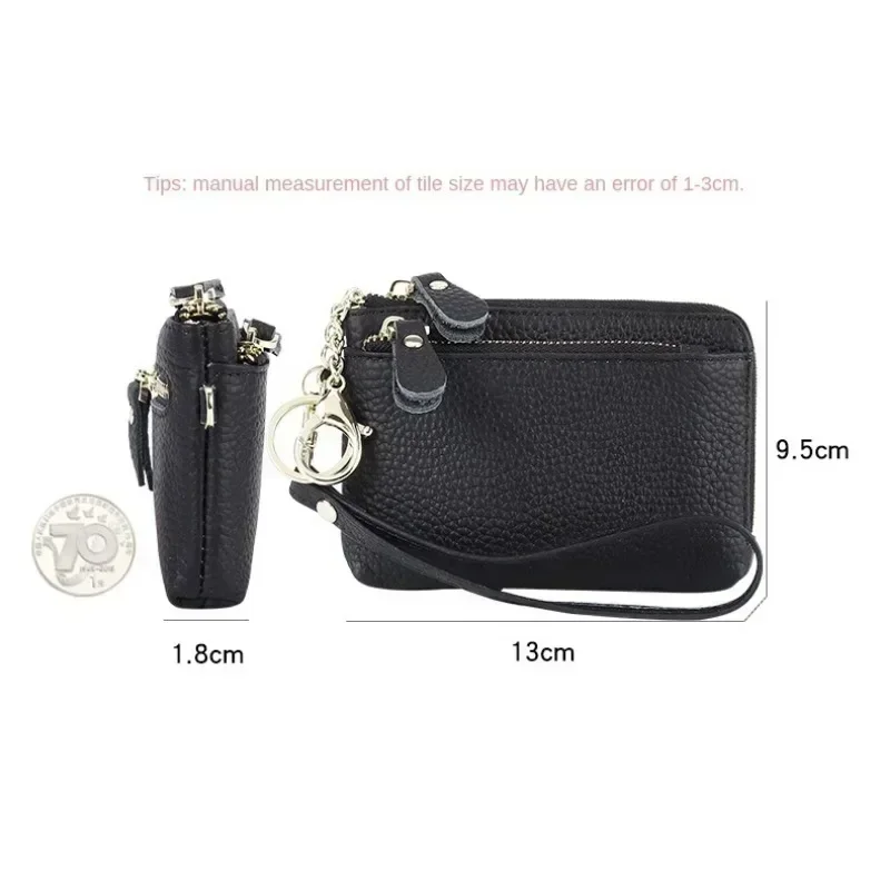 Ladies Wallet Luxury High Quality Short Vintage Purse Multi-card Coin Wallets Genuine Leather Women Zipper Keychain Hasp Purses