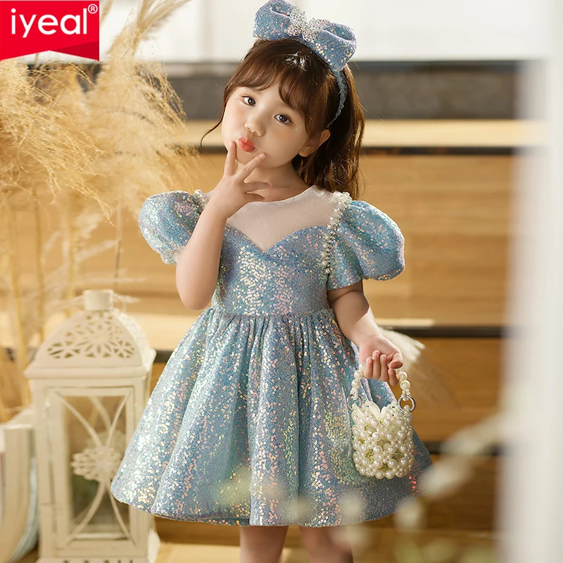 

IYEAL Baby Girls' First Birthday Dress Girl Princess Dress Flower Girl Wedding Sequins Dress Little Girl Performance Dress