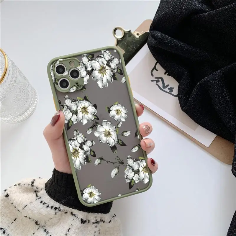 Painted Floral Shockproof Phone Case with Flower Design