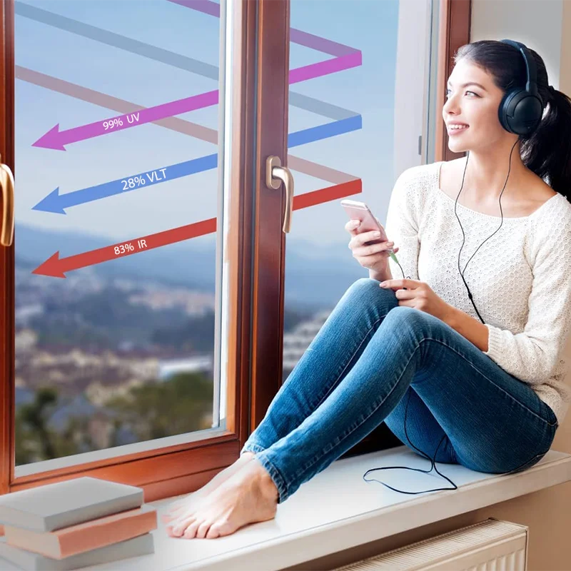 Window Privacy Film Window Film Window Sticker Window sticker UV-Proof Heat-Control PET One Way Mirror Reflective Film Privacy Protection Self-Adhesive Decorative Home Silver