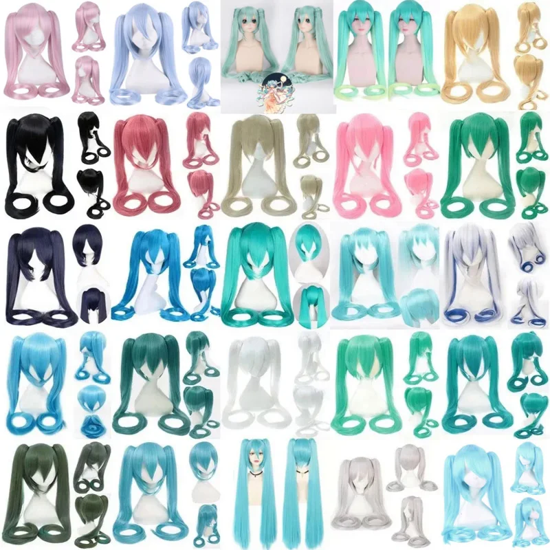 

28 Colors Miku Cosplay Wig Long Heat Resistant Synthetic Hair Clip Ponytails Halloween Party Wigs Wig Cap