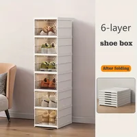 Stackable Shoe Organizer -Dustproof Storage Cabinet with Doors - Durable Plastic Boot and Accessory Rack 5
