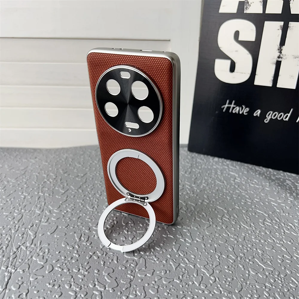 Luxury Soft Armor Leather Case with Magnetic Stand and Metal Lens Protection Cover