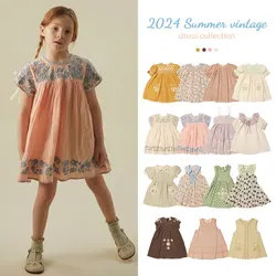 2024 New Summer APO Dress For Girls Embroidery Child SKirt Princess Girls holiday Dresses Children's Clothing From 2 To 8 Years