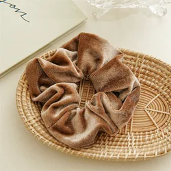 Vintage Velvet Oversized Hair Scrunchies - Elastic Ponytail Holder & Stylish Hair Accessories (Light Coffee)